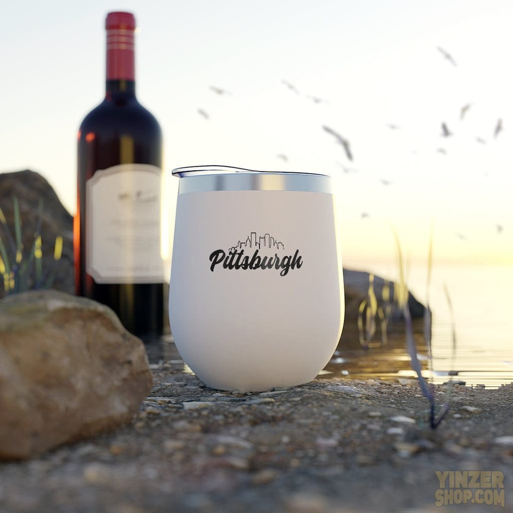 Pittsburgh Skyline 12oz Wine Tumbler but GREAT for Coffee Mug Printify   