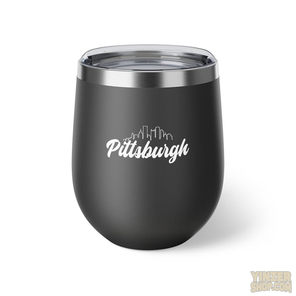 Pittsburgh Skyline 12oz Wine Tumbler but GREAT for Coffee Mug Printify Black 12oz 