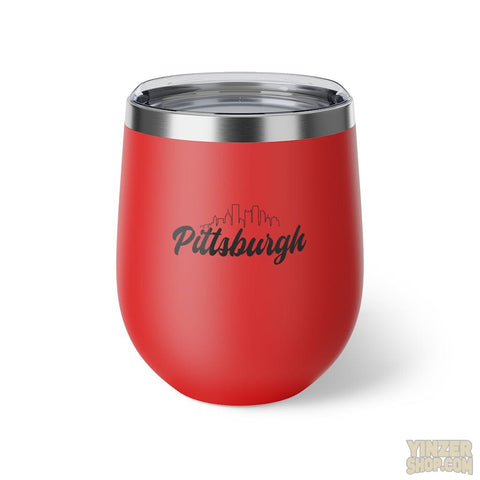 Pittsburgh Skyline 12oz Wine Tumbler but GREAT for Coffee Mug Printify Red 12oz 