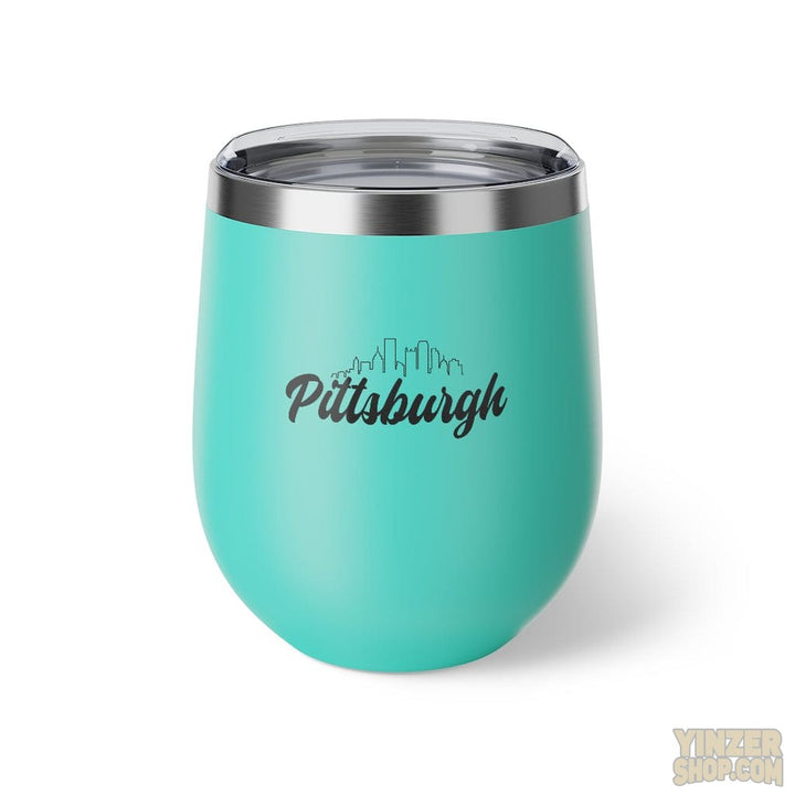 Pittsburgh Skyline 12oz Wine Tumbler but GREAT for Coffee Mug Printify Turquoise 12oz 