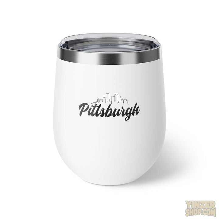 Pittsburgh Skyline 12oz Wine Tumbler but GREAT for Coffee Mug Printify White 12oz 