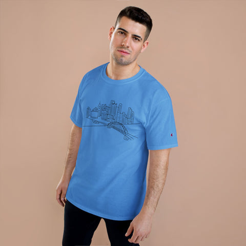 Pittsburgh Skyline - Champion T-Shirt T-Shirt - YinzerShop