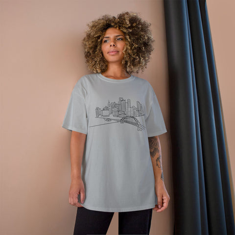 Pittsburgh Skyline - Champion T-Shirt T-Shirt - YinzerShop