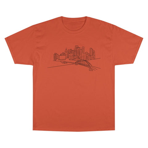 Pittsburgh Skyline - Champion T-Shirt T-Shirt - YinzerShop
