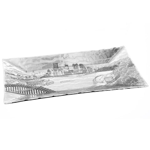 Pittsburgh Skyline Dish – Handcrafted Aluminum Serving Tray | Unique Snack Plate Serveware - YinzerShop