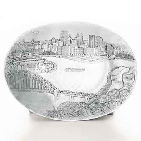 Pittsburgh Skyline Dish - Medium Oval Serving Dish With Historic City View - YinzerShop