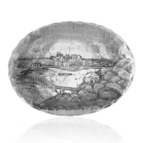 Pittsburgh Skyline Oval Dish – Small Decorative Serving Platter by Wendell August Forge - YinzerShop