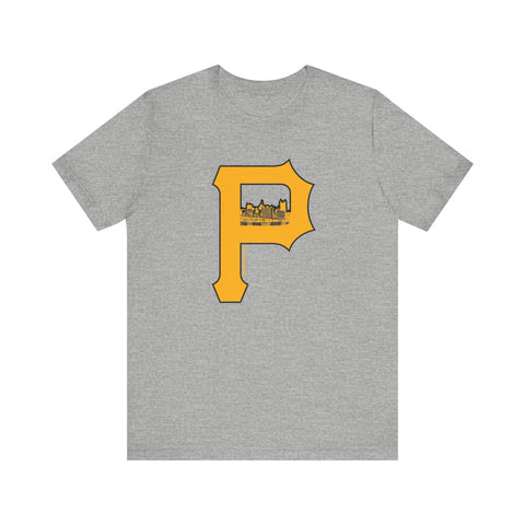 Pittsburgh Skyline - P for Pittsburgh Series - Short Sleeve Tee T-Shirt - YinzerShop