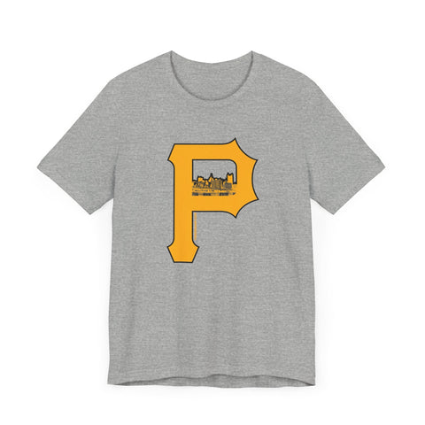 Pittsburgh Skyline - P for Pittsburgh Series - Short Sleeve Tee T-Shirt - YinzerShop