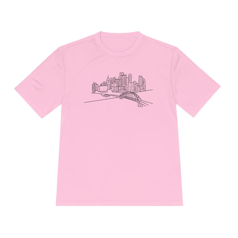 Pittsburgh Skyline - Sport-Tek Unisex Moisture Wicking Tee T-Shirt - YinzerShop