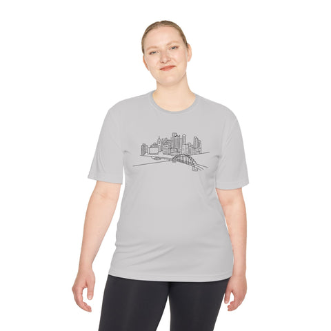 Pittsburgh Skyline - Sport-Tek Unisex Moisture Wicking Tee T-Shirt - YinzerShop