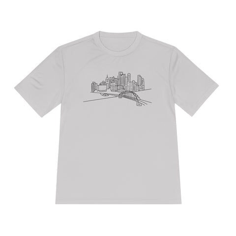 Pittsburgh Skyline - Sport-Tek Unisex Moisture Wicking Tee T-Shirt - YinzerShop