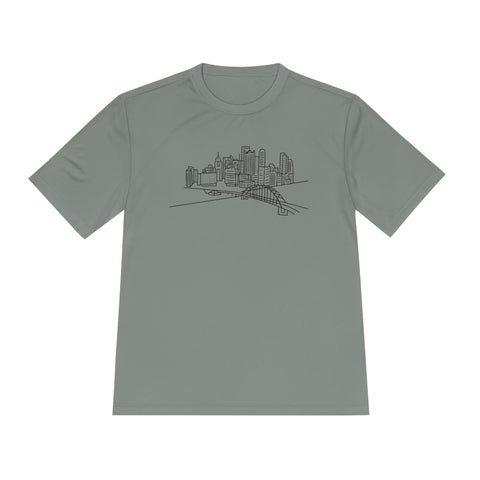 Pittsburgh Skyline - Sport-Tek Unisex Moisture Wicking Tee T-Shirt - YinzerShop