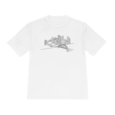 Pittsburgh Skyline - Sport-Tek Unisex Moisture Wicking Tee T-Shirt - YinzerShop