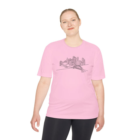 Pittsburgh Skyline - Sport-Tek Unisex Moisture Wicking Tee T-Shirt - YinzerShop
