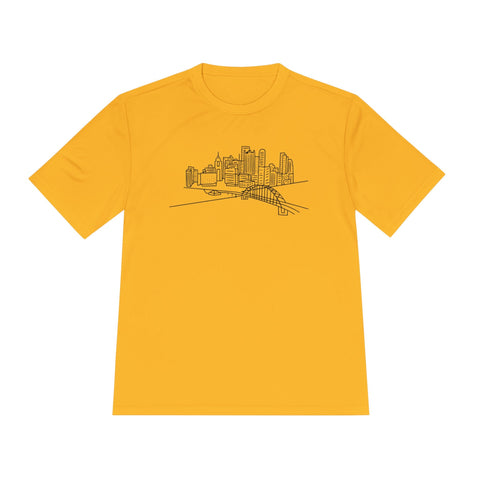 Pittsburgh Skyline - Sport-Tek Unisex Moisture Wicking Tee T-Shirt - YinzerShop