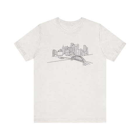 Pittsburgh Skyline T-Shirt - Premium Fitted Short Sleeve Tee With Soft Cotton Fabric T-Shirt - YinzerShop