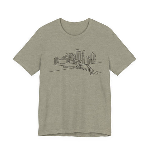 Pittsburgh Skyline T-Shirt - Premium Fitted Short Sleeve Tee With Soft Cotton Fabric T-Shirt - YinzerShop