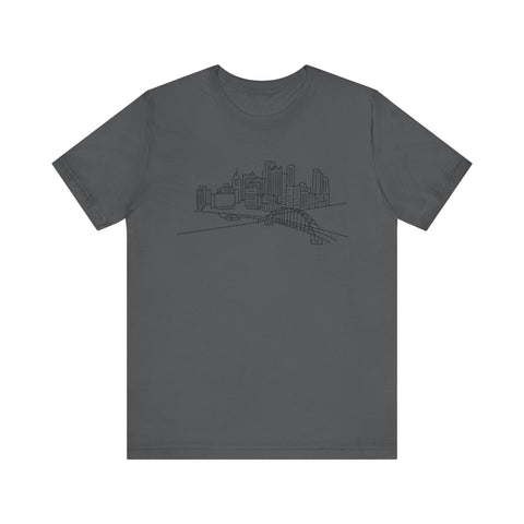 Pittsburgh Skyline T-Shirt - Premium Fitted Short Sleeve Tee With Soft Cotton Fabric T-Shirt - YinzerShop