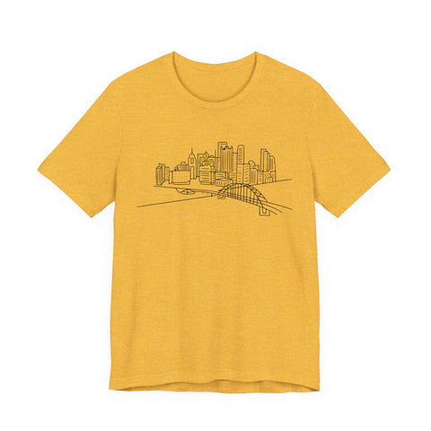Pittsburgh Skyline T-Shirt - Premium Fitted Short Sleeve Tee With Soft Cotton Fabric T-Shirt - YinzerShop