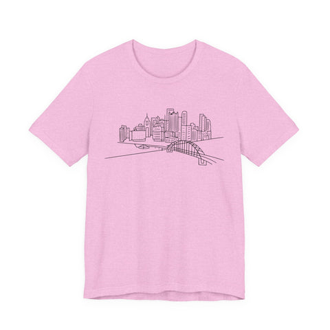Pittsburgh Skyline T-Shirt - Premium Fitted Short Sleeve Tee With Soft Cotton Fabric T-Shirt - YinzerShop