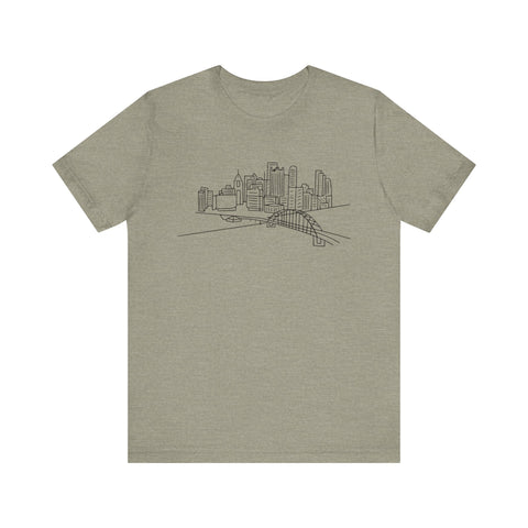 Pittsburgh Skyline T-Shirt - Premium Fitted Short Sleeve Tee With Soft Cotton Fabric T-Shirt - YinzerShop