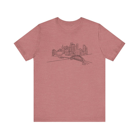 Pittsburgh Skyline T-Shirt - Premium Fitted Short Sleeve Tee With Soft Cotton Fabric T-Shirt - YinzerShop