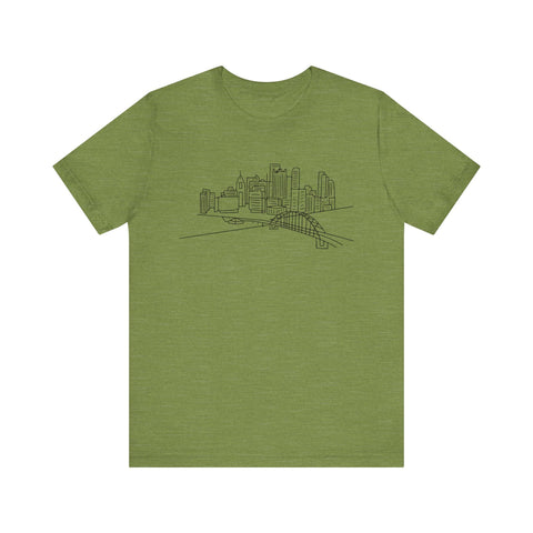 Pittsburgh Skyline T-Shirt - Premium Fitted Short Sleeve Tee With Soft Cotton Fabric T-Shirt - YinzerShop