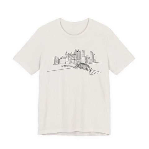 Pittsburgh Skyline T-Shirt - Premium Fitted Short Sleeve Tee With Soft Cotton Fabric T-Shirt - YinzerShop