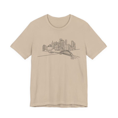 Pittsburgh Skyline T-Shirt - Premium Fitted Short Sleeve Tee With Soft Cotton Fabric T-Shirt - YinzerShop