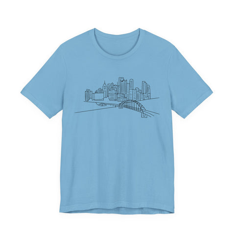 Pittsburgh Skyline T-Shirt - Premium Fitted Short Sleeve Tee With Soft Cotton Fabric T-Shirt - YinzerShop