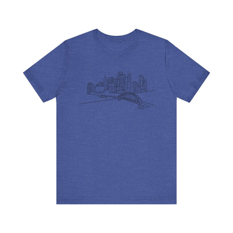 Pittsburgh Skyline T-Shirt - Premium Fitted Short Sleeve Tee With Soft Cotton Fabric T-Shirt - YinzerShop