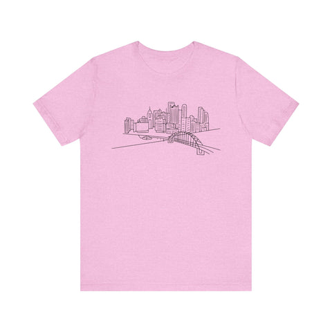 Pittsburgh Skyline T-Shirt - Premium Fitted Short Sleeve Tee With Soft Cotton Fabric T-Shirt - YinzerShop