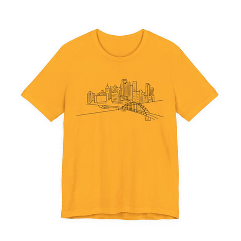 Pittsburgh Skyline T-Shirt - Premium Fitted Short Sleeve Tee With Soft Cotton Fabric T-Shirt - YinzerShop