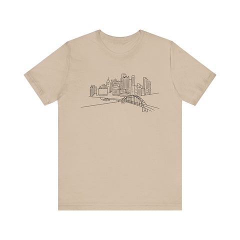 Pittsburgh Skyline T-Shirt - Premium Fitted Short Sleeve Tee With Soft Cotton Fabric T-Shirt - YinzerShop