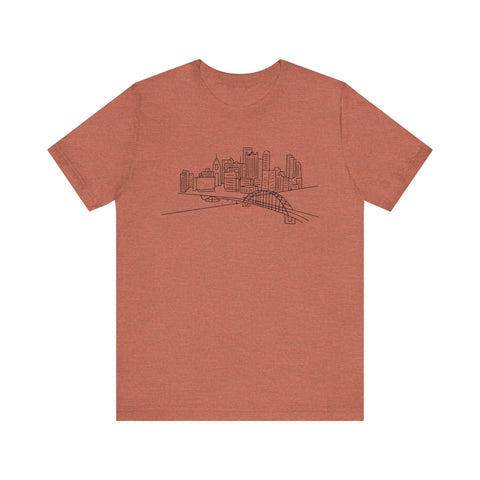 Pittsburgh Skyline T-Shirt - Premium Fitted Short Sleeve Tee With Soft Cotton Fabric T-Shirt - YinzerShop
