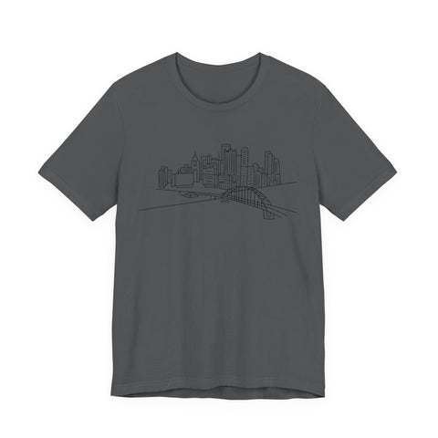 Pittsburgh Skyline T-Shirt - Premium Fitted Short Sleeve Tee With Soft Cotton Fabric T-Shirt - YinzerShop