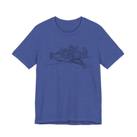 Pittsburgh Skyline T-Shirt - Premium Fitted Short Sleeve Tee With Soft Cotton Fabric T-Shirt - YinzerShop