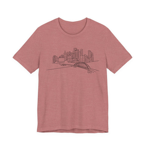 Pittsburgh Skyline T-Shirt - Premium Fitted Short Sleeve Tee With Soft Cotton Fabric T-Shirt - YinzerShop