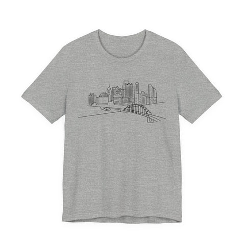 Pittsburgh Skyline T-Shirt - Premium Fitted Short Sleeve Tee With Soft Cotton Fabric T-Shirt - YinzerShop