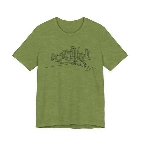 Pittsburgh Skyline T-Shirt - Premium Fitted Short Sleeve Tee With Soft Cotton Fabric T-Shirt - YinzerShop