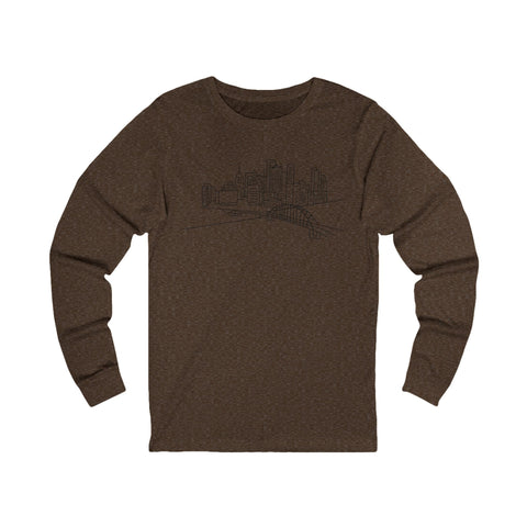 Pittsburgh Skyline Tee - Unisex Long Sleeve Bella Canvas 3501 Cotton Crew Neck Shirt Long Sleeve Shirt - YinzerShop