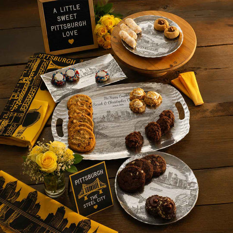 Pittsburgh Skyline Tray – Artisan Forged Luncheon Serving Tray with New Stadiums Design - YinzerShop