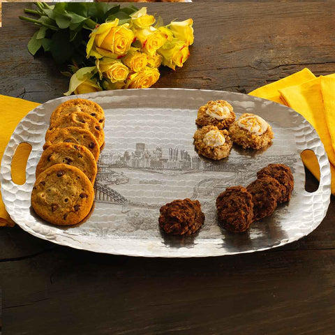 Pittsburgh Skyline Tray – Artisan Forged Luncheon Serving Tray with New Stadiums Design - YinzerShop