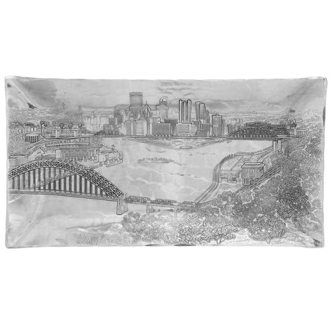 Pittsburgh Skyline Tray – Small Hudson Metal Serving Tray With New Stadiums Design Tray - YinzerShop