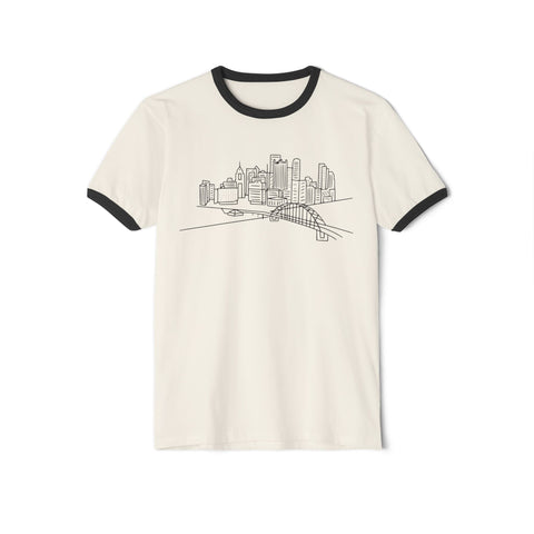 Pittsburgh Skyline - Unisex Cotton Ringer T-Shirt T-Shirt - YinzerShop
