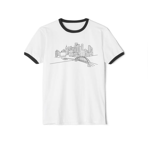 Pittsburgh Skyline - Unisex Cotton Ringer T-Shirt T-Shirt - YinzerShop