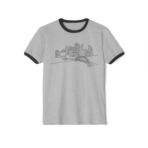 Pittsburgh Skyline - Unisex Cotton Ringer T-Shirt T-Shirt - YinzerShop