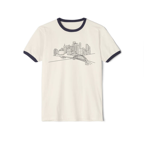 Pittsburgh Skyline - Unisex Cotton Ringer T-Shirt T-Shirt - YinzerShop