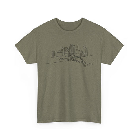 Pittsburgh Skyline - Unisex Heavy Cotton Tee T-Shirt - YinzerShop